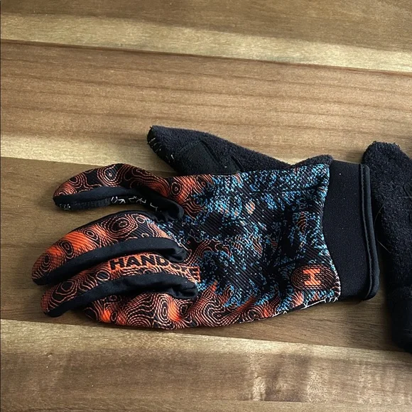 Men's Black and Orange Gloves - Picture 2 of 5